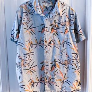 Billabong Men's Leaf Print Shirt - Blue and Orange